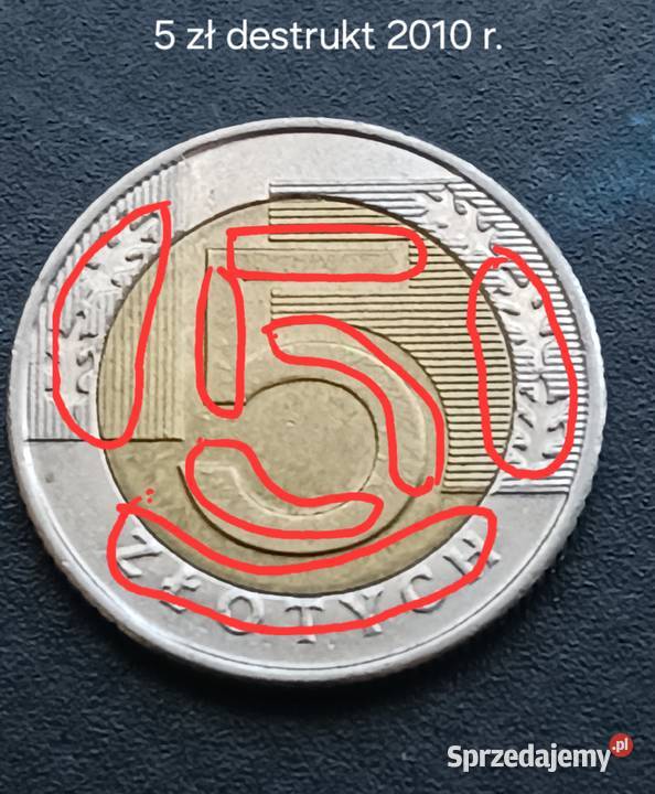 5 Złotych 2010 r Wielodestrukt z mennicy Numizmatyka sprzedam