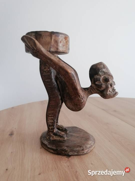 świecznik rzeźba z drewna vintage