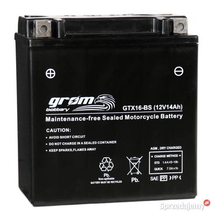 Akumulator motocyklowy GROM GTX16-BS YTX16-BS 12V 14Ah 230A