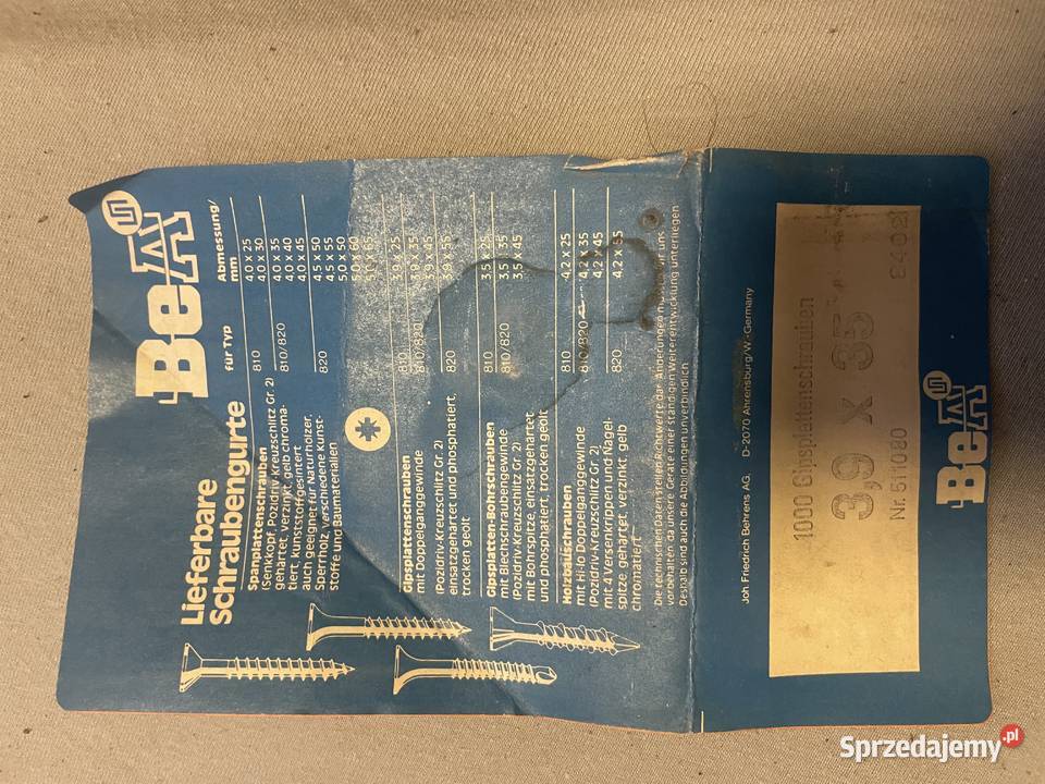 BeA Wkręty na taśmie 39x35 GK do płyt gipsowych Bydgoszcz