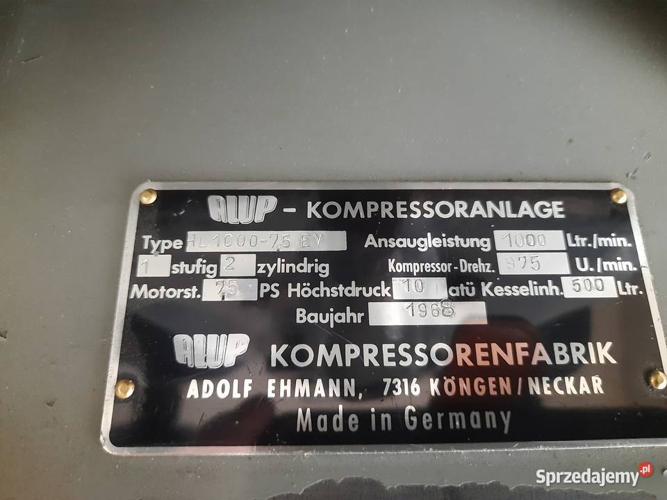 Kompresor przemysłowy Alup 500l Wydajność Koźmin Wielkopolski
