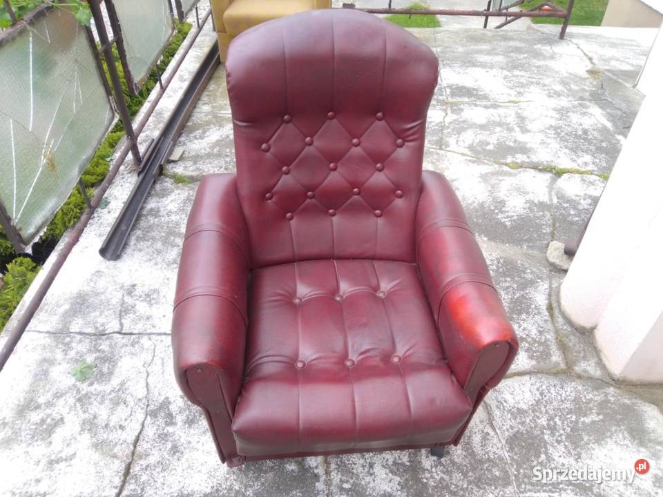 Fotel na kółkach fotele PRL imitacja skórzana Fotele Łódź