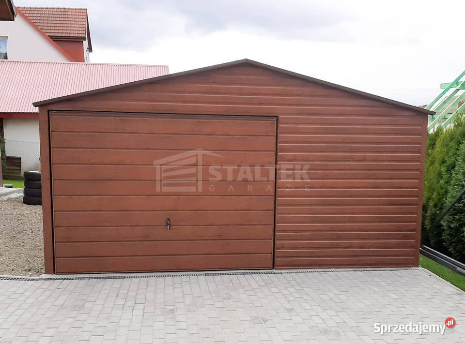 Garaż blaszany 5x5 Brama uchylna drewnopodobny blacha Sprzedaż
