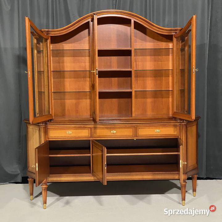 Intarsjowany kredens z witryną na zwężanych Gryfice