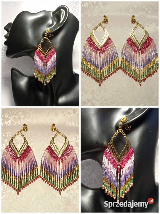 KOLCZYKI KORALIKOWE NA SZTYFCIE Z KRYSZTAŁKIEM Warszawa