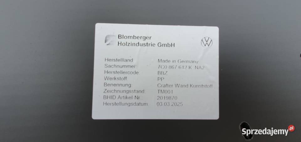 Zabudowa drzwi VW Crafter MAN TGE Boczne tylne dostawcze