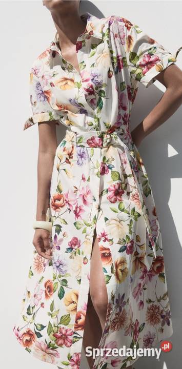 Sukienka midi długa Zara M L bawełna kwiaty Spódnice i sukienki Warszawa