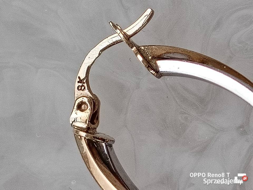 Złote Nowe kolczyki owalne podwójne wys26mmpr333 Wałcz