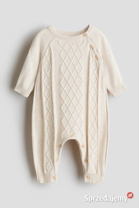 Kombinezon 68 beżowy sweterkowy bawełna dzianina Szczecin