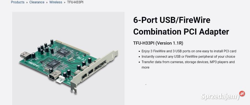 6Port USB 20 FireWire 1394 VIA VT6306 VT6212 Gdańsk