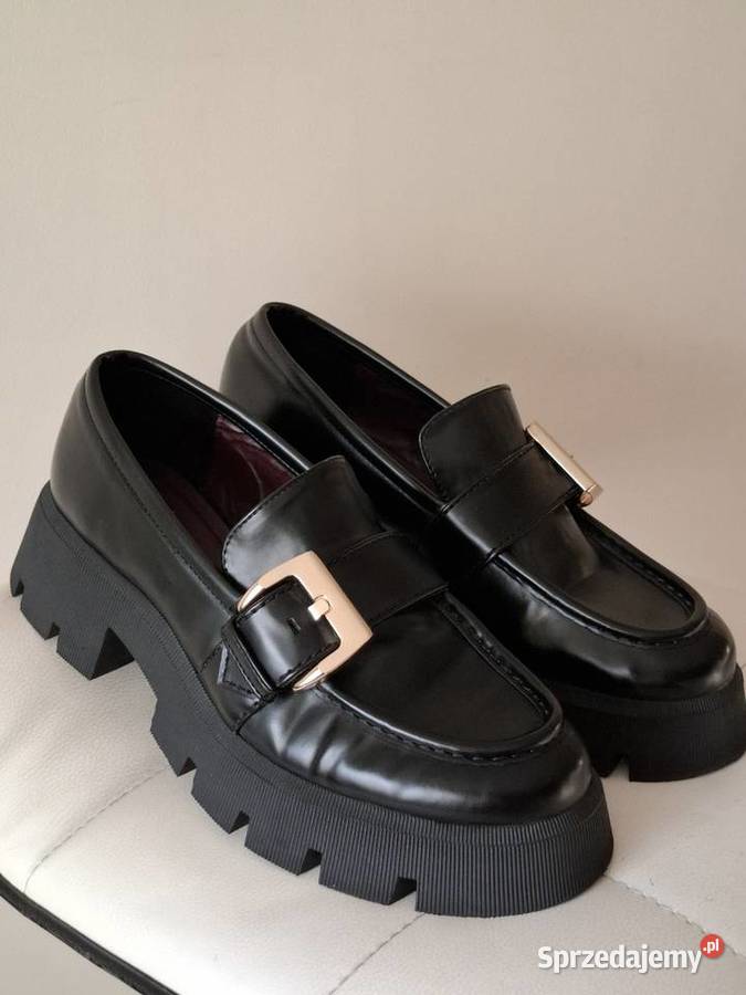 Zara 39 mokasyny loafersy czarne wysoka podeszwa Kraków