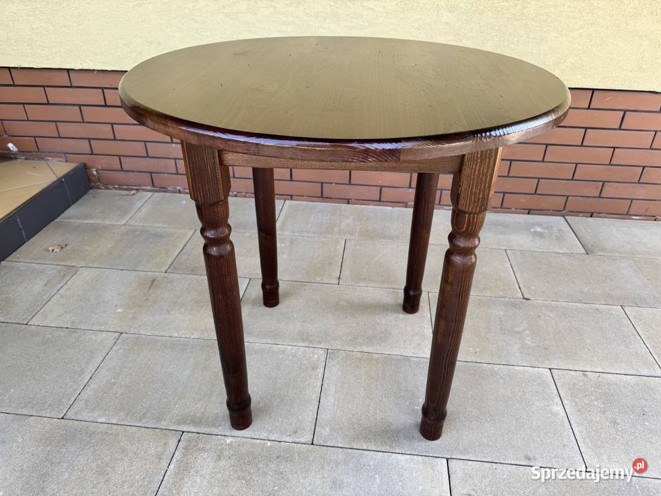 Stół okrągły drewniany nie rozkładany brązowy Garwolin