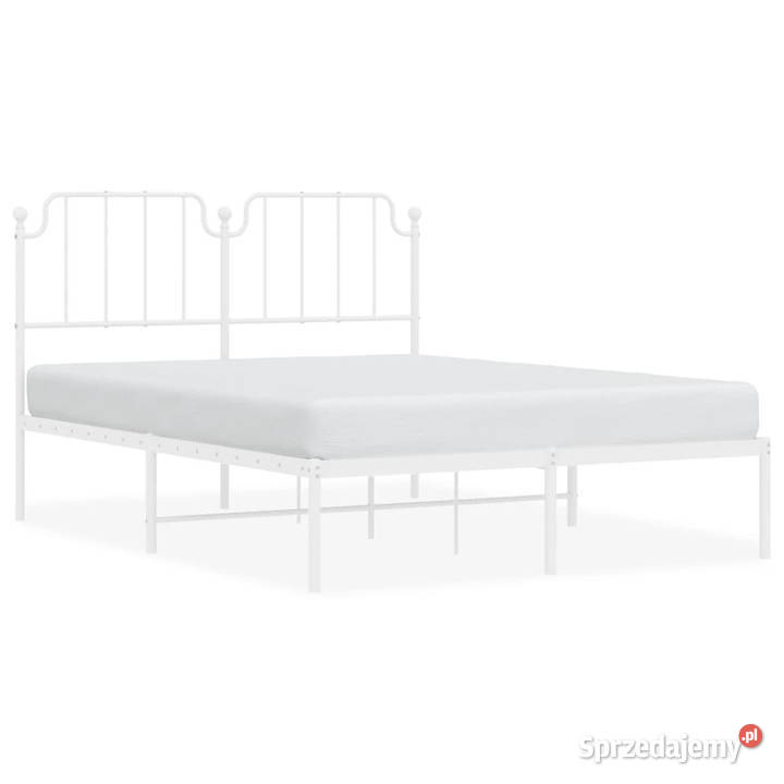Metalowa rama łóżka z wezgłowiem biała 135x190