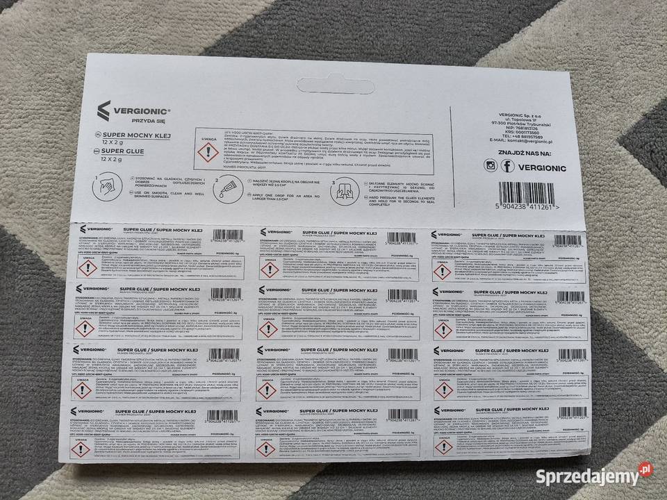 Zestaw 12 sztuk klejów szybkoschnących Vergionic Końskie