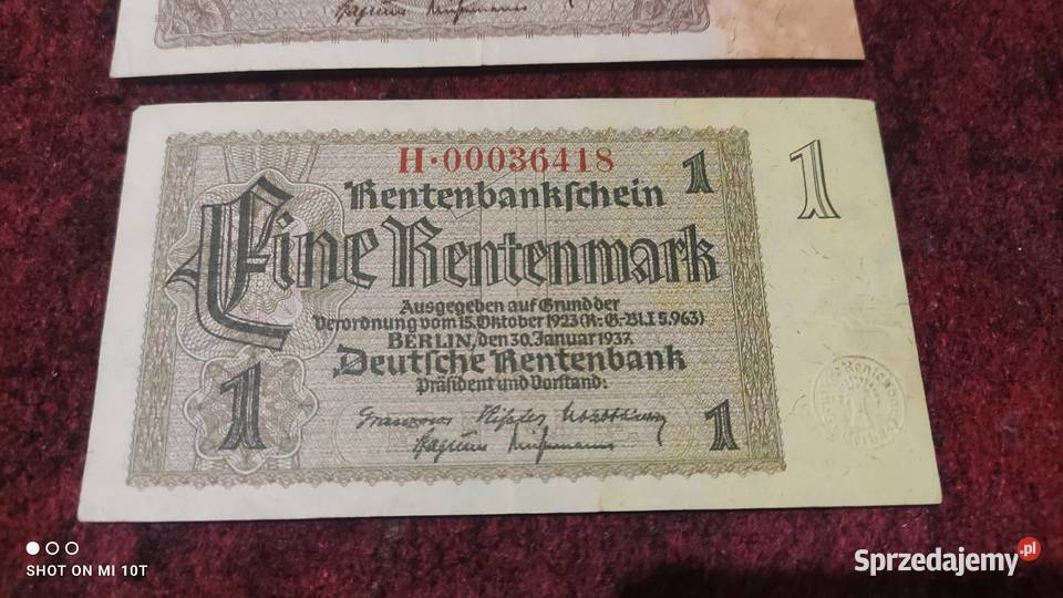 Niemcy dwa banknoty 1 i 2 marki 1937 Numizmatyka Milicz