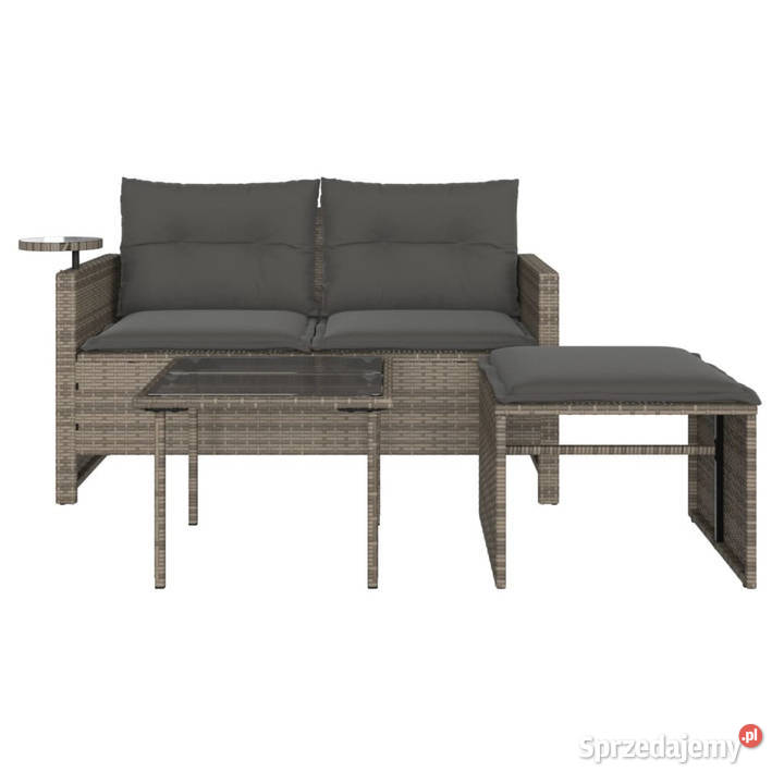 3częściowa sofa do ogrodu z poduszkami szara Warszawa