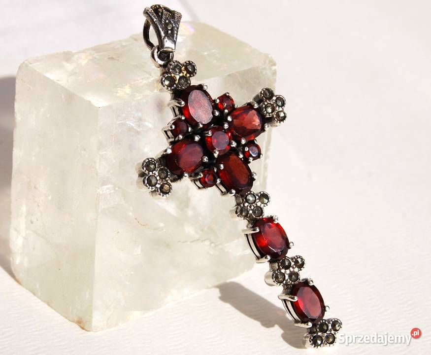 Krzyż granaty markasyty srebro pr 925 wisior Lublin