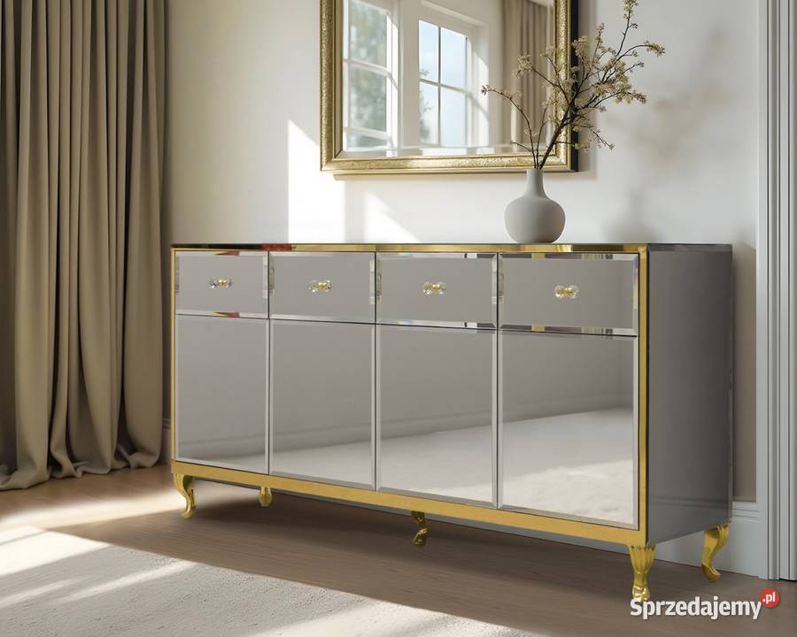 Komoda lustrzana złota glamour noga Ludwik gałka Kępno sprzedam