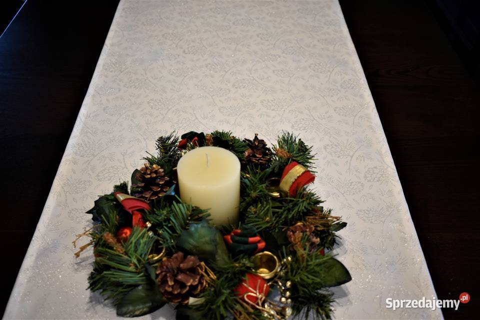 Bieżnik świąteczny 45 x 175 Plamoodporny biały podlaskie Stare Kupiski