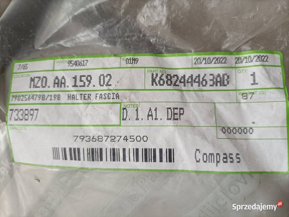 JEEP COMPASS II 17 ŚLIZG MOCOWANIE ZDERZAKA LEWY osobowe Motoryzacja Pleszew sprzedam