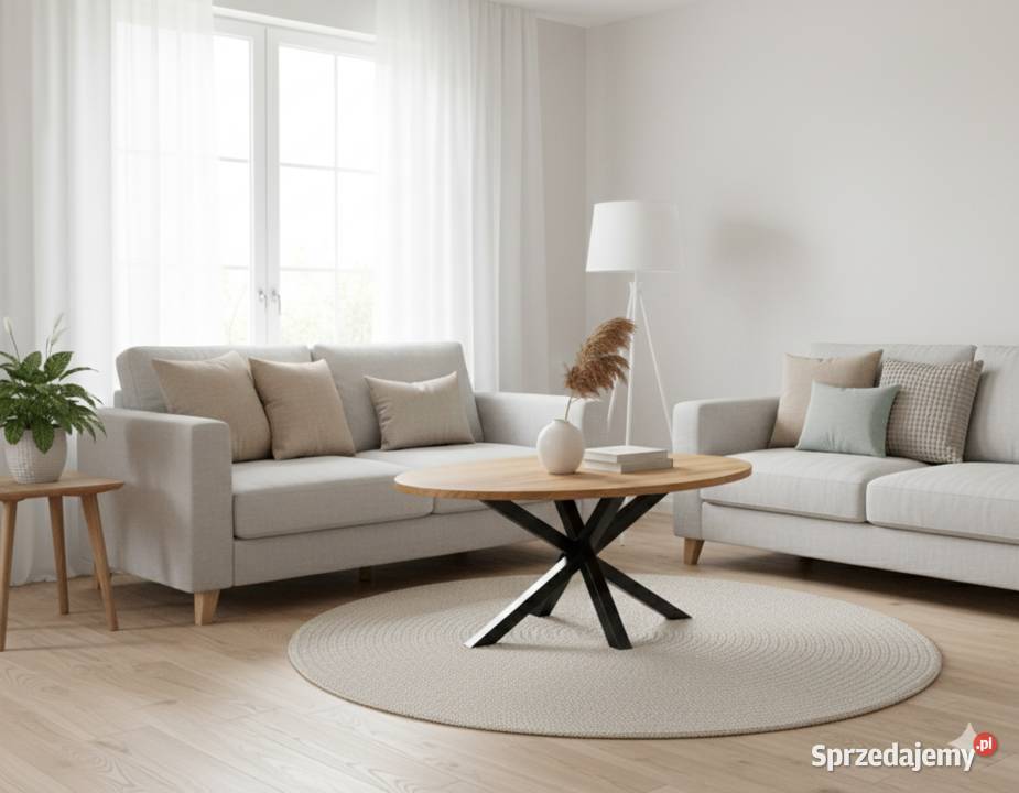 Unikalny stolik kawowy blat dębowy ręcznie Mińsk Mazowiecki