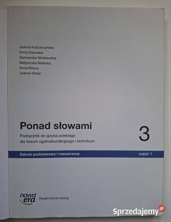 Ponad słowami 3 podręcznik cz1 Małkinia Górna