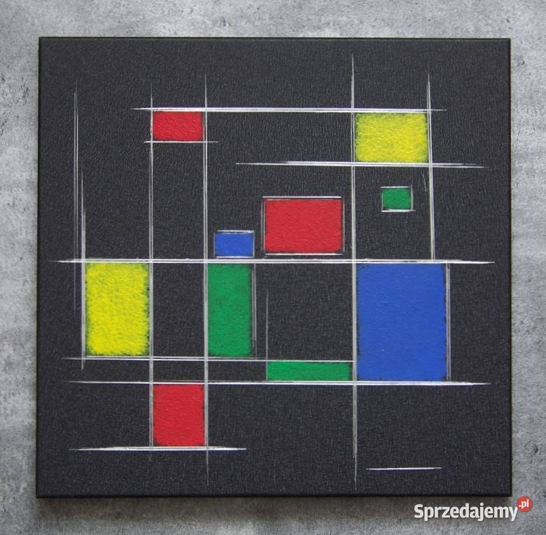 Ręcznie grawerowanymalowany obraz ala Mondrian Sandomierz