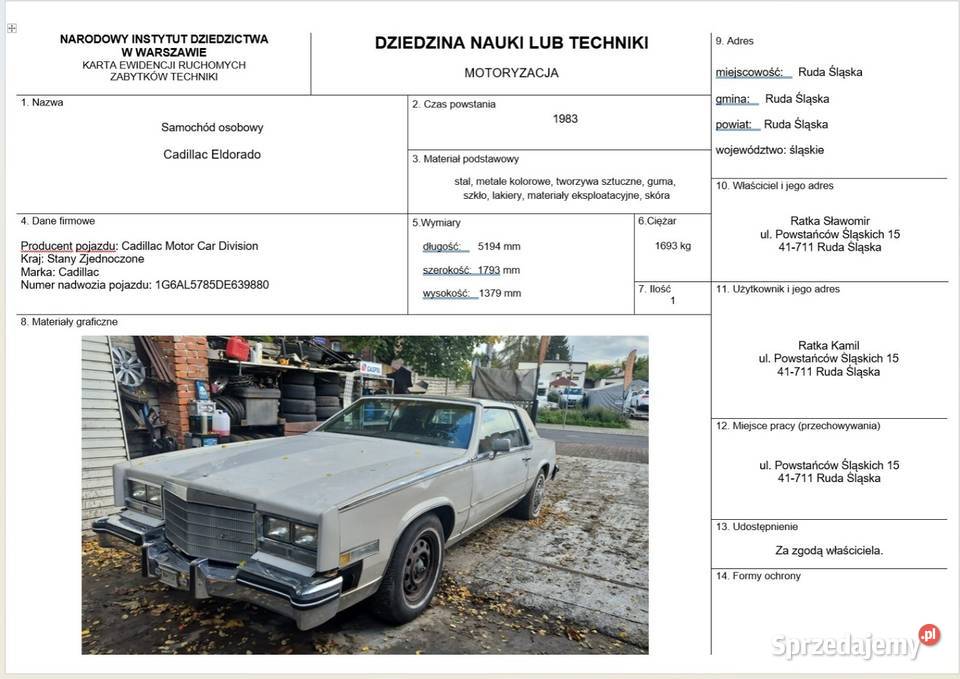 Cadilac Eldorado automatyczna Ruda Śląska