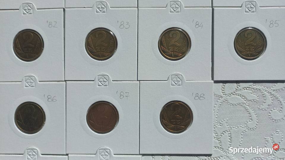 2 złote PRL wszystkie roczniki mosiężne i 2 Trzebinia