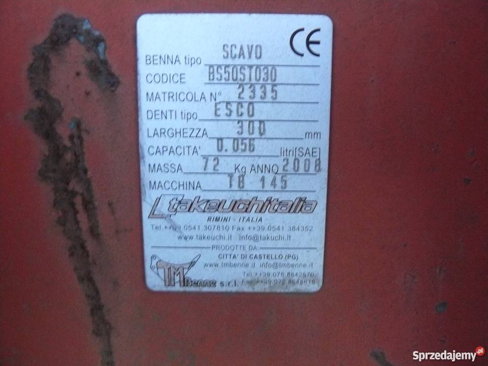 Łyżka 30 do midi koparki Takeuchi TB145 5 8 ton małopolskie