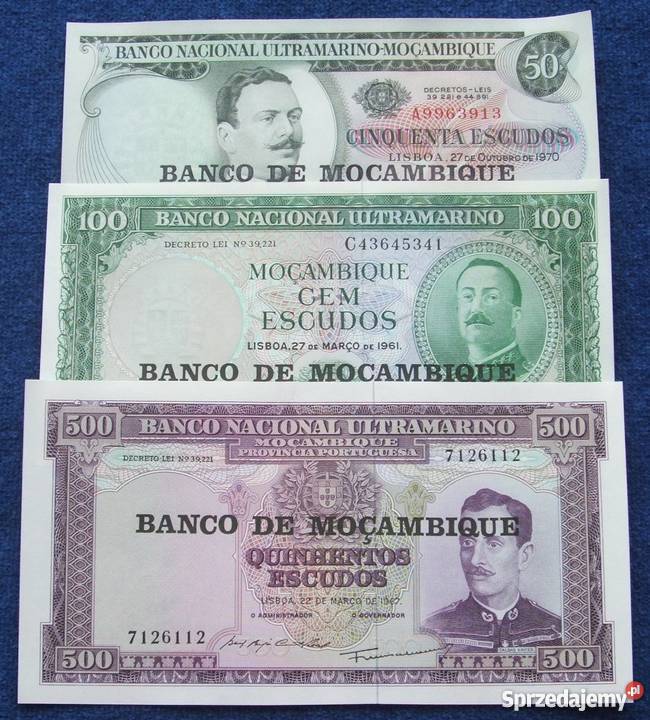 MOZAMBIK STARY Kolekcjonerskie Banknoty Zestaw 3 Katowice