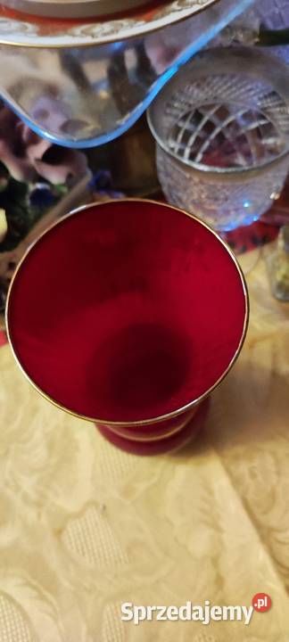 Wazon czerwony szkło Bohemia początek XX wieku Wrocław sprzedam
