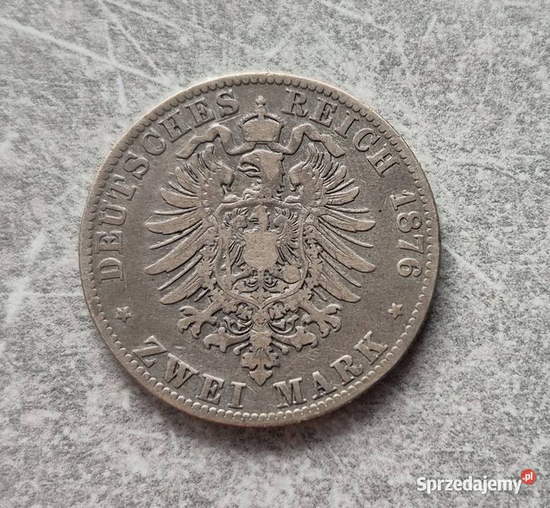 62 NIEMCY SAKSONIA srebro 2 Marki 1876 r E Wola Kruszyńska