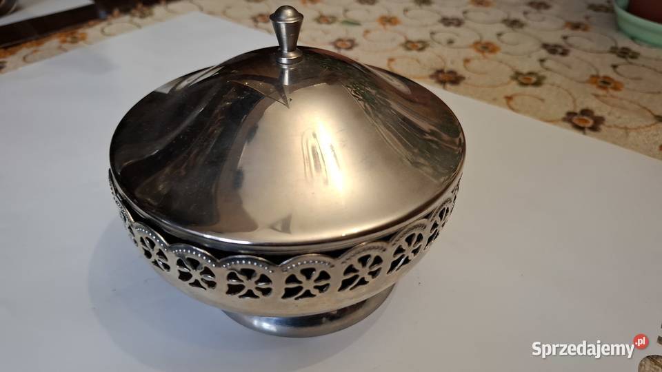 Stara CUKIERNICA z pokrywką metal vintage z