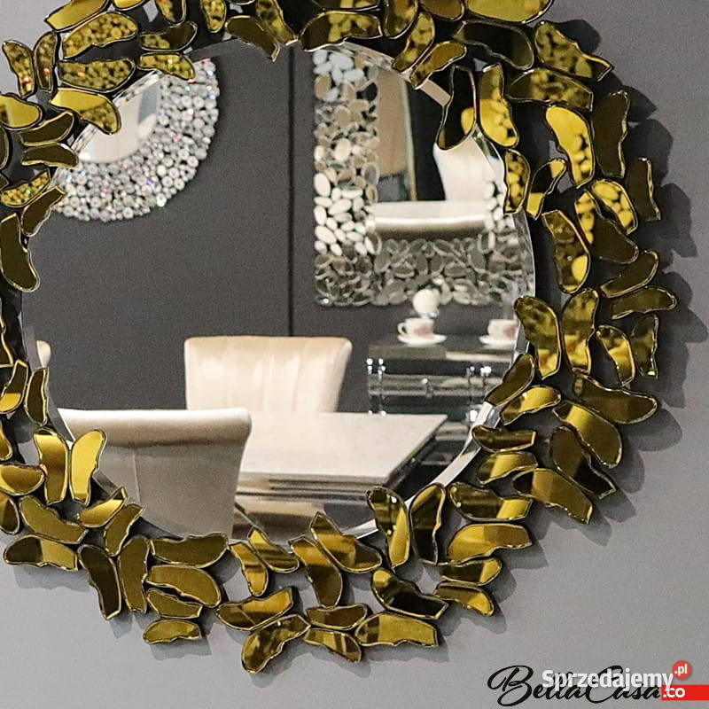 Złote lustro glamour okrągłe 90x90 546 Warszawa