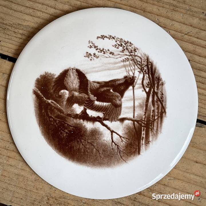 Trzy plakiety emaliowane z dzikimi zwierzętami śląskie Myszków