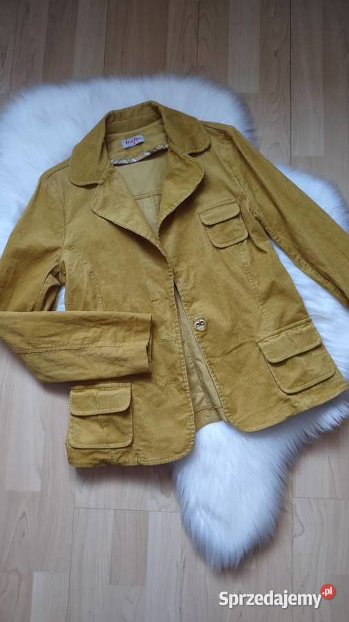 Sztruksowy musztardowy żakiet rozmiar 38 Vintage Marynarki i żakiety