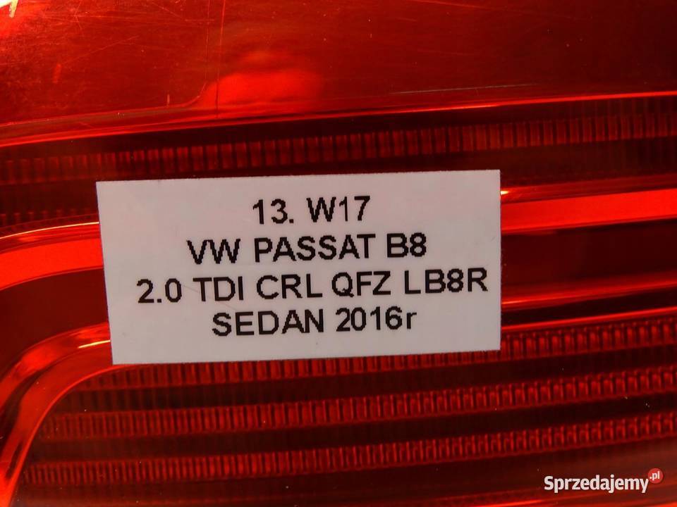 LAMPA LEWA LEWY TYŁ TYLNA W BŁOTNIK VW PASSAT B8 małopolskie