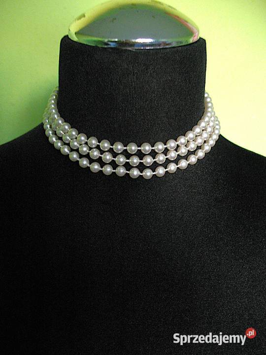 Korale naszyjnik długie kremowe perły długość Siedlce