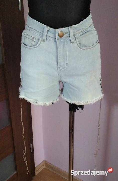 Krótkie spodenki szorty wiązane boki rzemyki Spodnie