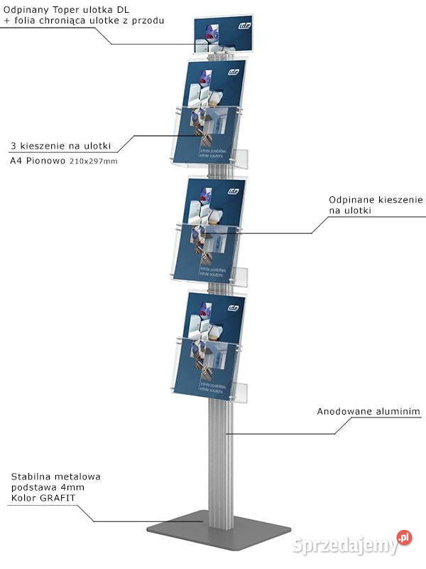 Stojak na ulotki 3 kieszenie A4 topper DL art Biuro Kotorydz