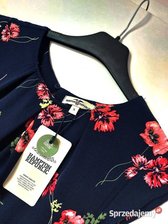 Bluzka granatowa kwiaty S 36 Hampton Republic Warszawa