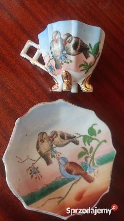 Z ptaszkami na 4 złotych nóżkach Filiżanka do pomorskie Gdańsk