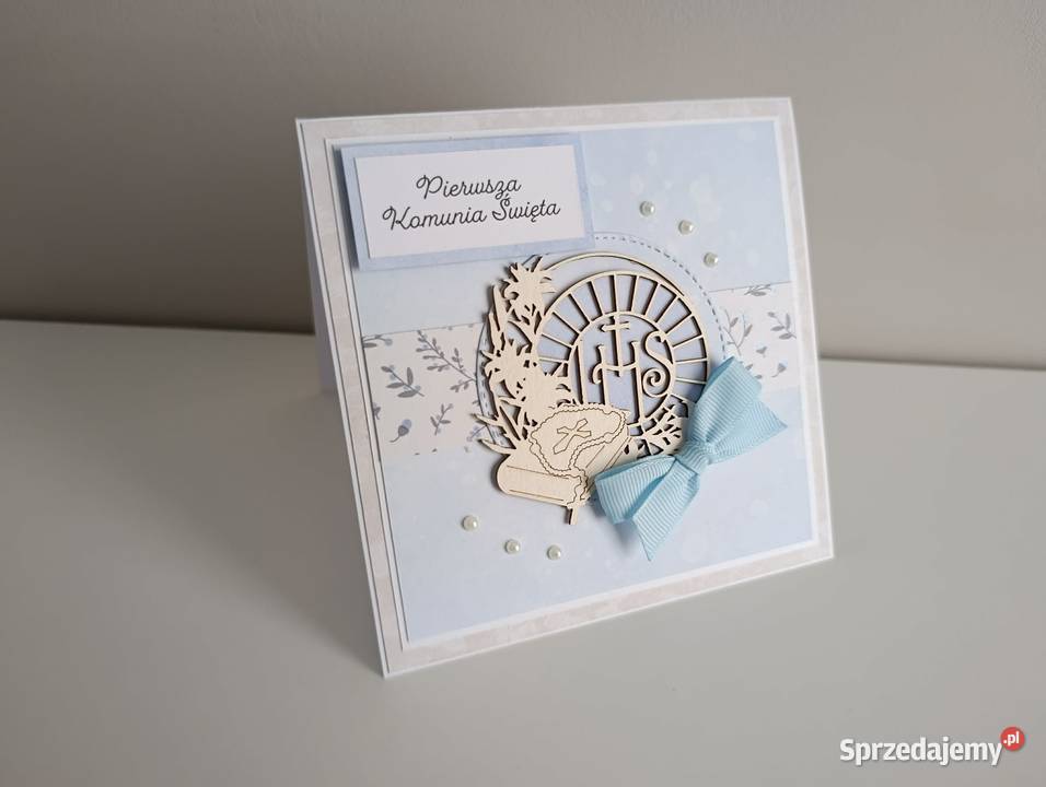 Kartka ręcznie robiona Komunia Święta handmade Łódź