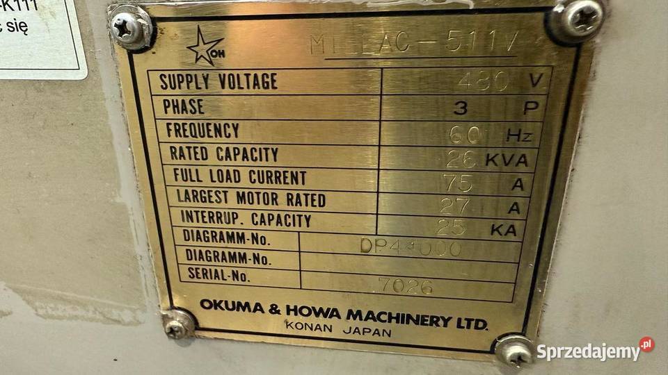 Centrum obróbcze Okuma Millac 511V Tarnowskie Góry