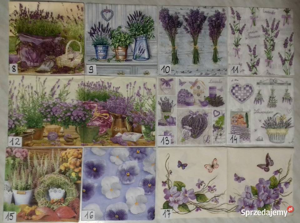 Serwetki decoupage lawenda zioła owoce warzywa Laskowiec sprzedam