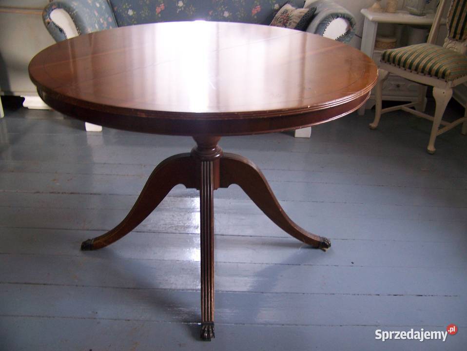 stół okrągły na jednej nodze Art Deco