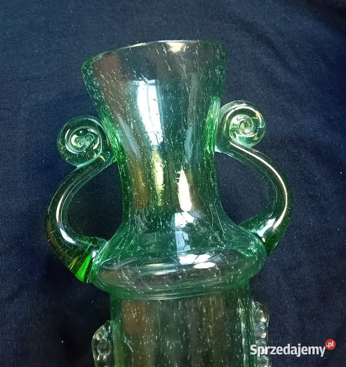 Zielony wazon amfora antico Kamionka Łysa Góra Porcelana i szkło wielkopolskie Koźminek