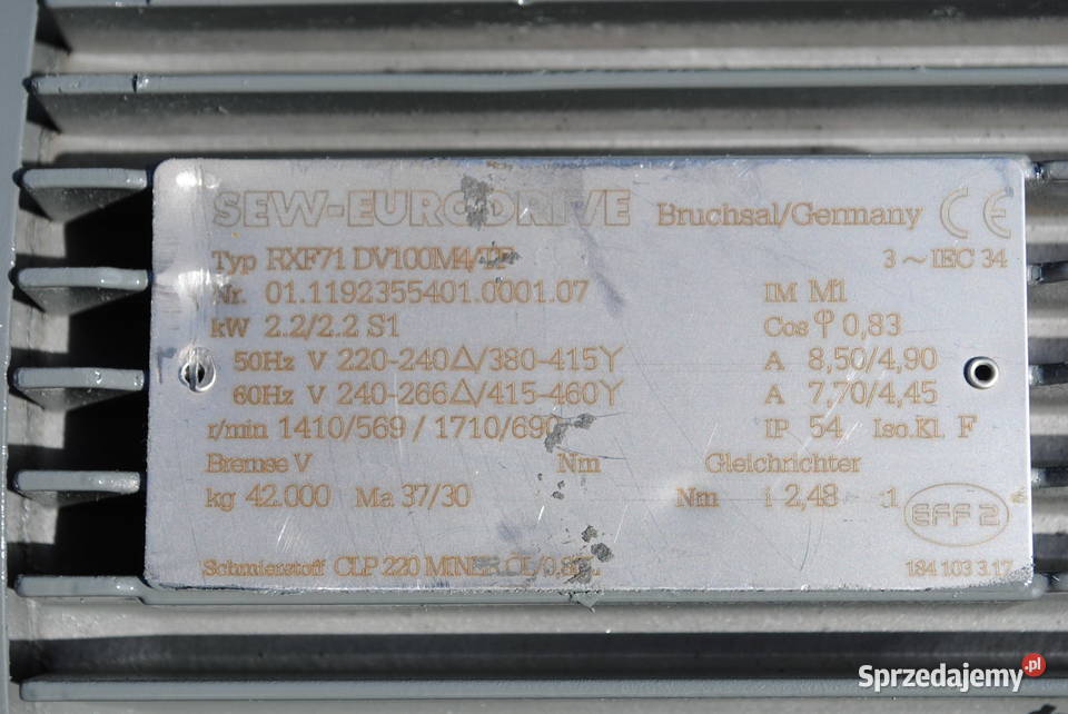 Motoreduktor kołnierzowy 22kw 569obrmin SEW Kargowa sprzedam