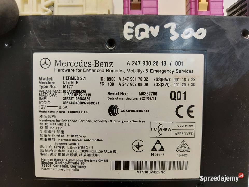 Mercedes EQV w447 Vklasa 2021 moduł sterownik sprzedam